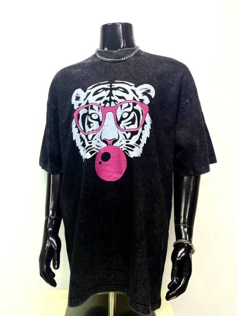 Vintage Washed Tee - BubbleGum Tiger