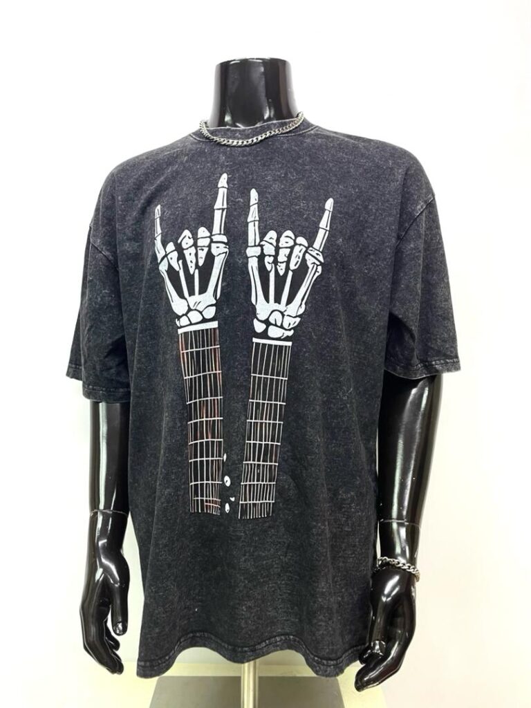 Vintage Washed Tee - Guitar Skeleton Hand
